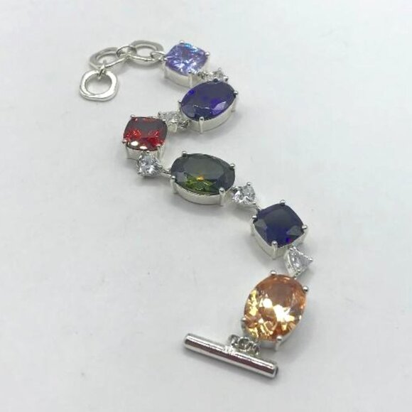 Nataliya V Collister (NVC) Jewelry - NVC Nataliya V Collister Silver-Tone Multi Colored Glass Gems Bracelet